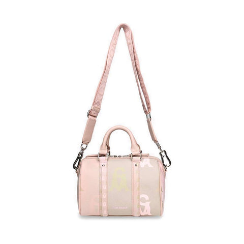 Small Pink Blush Signature Monogrammed Leather Boston Bag