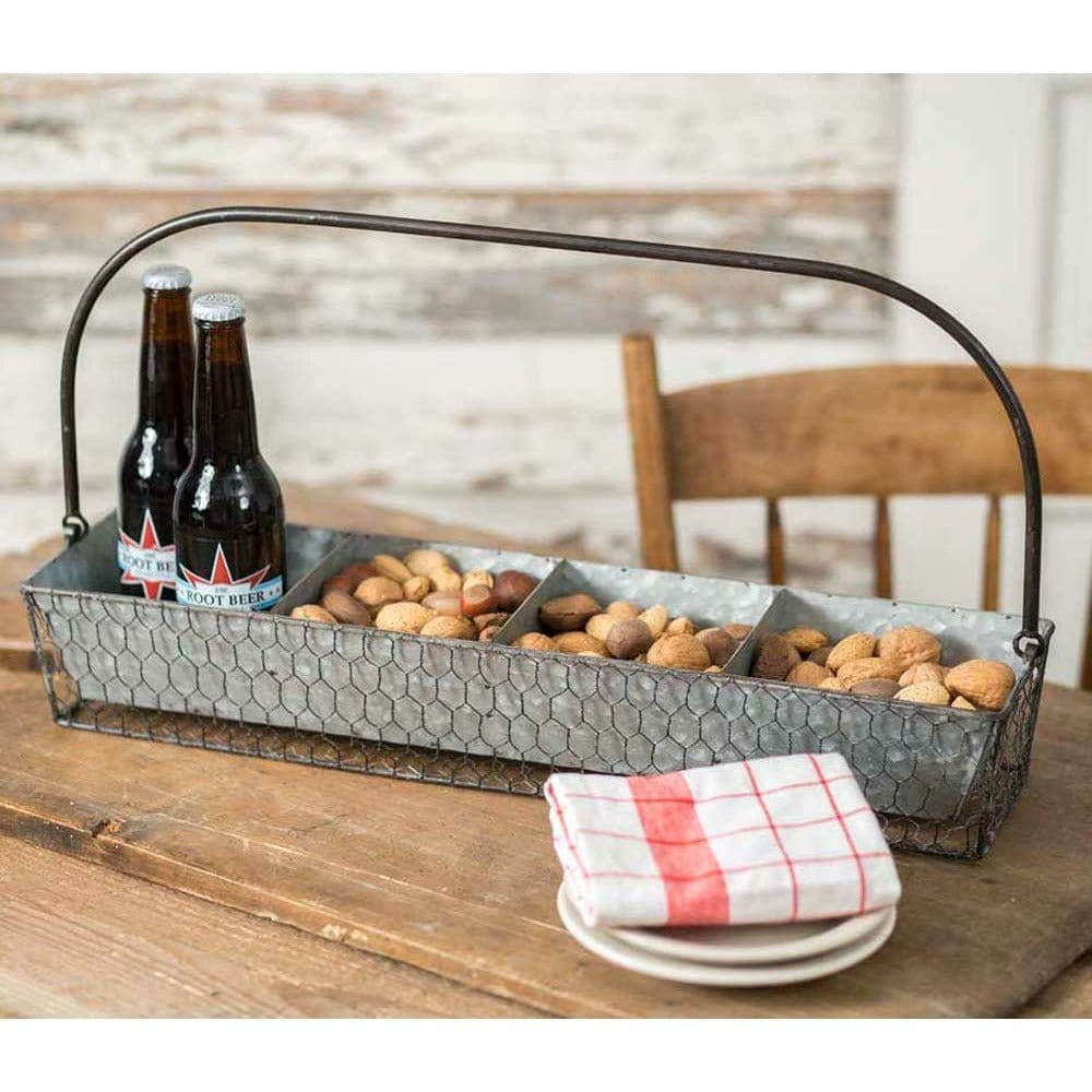 CTW Short Perforated Feed Trough Caddy with Wood Handle