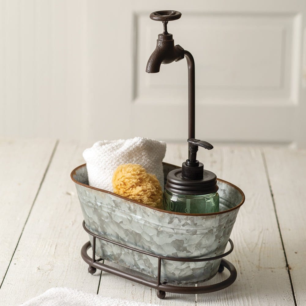 Galvanized Metal Oval Container With Faucet Planter