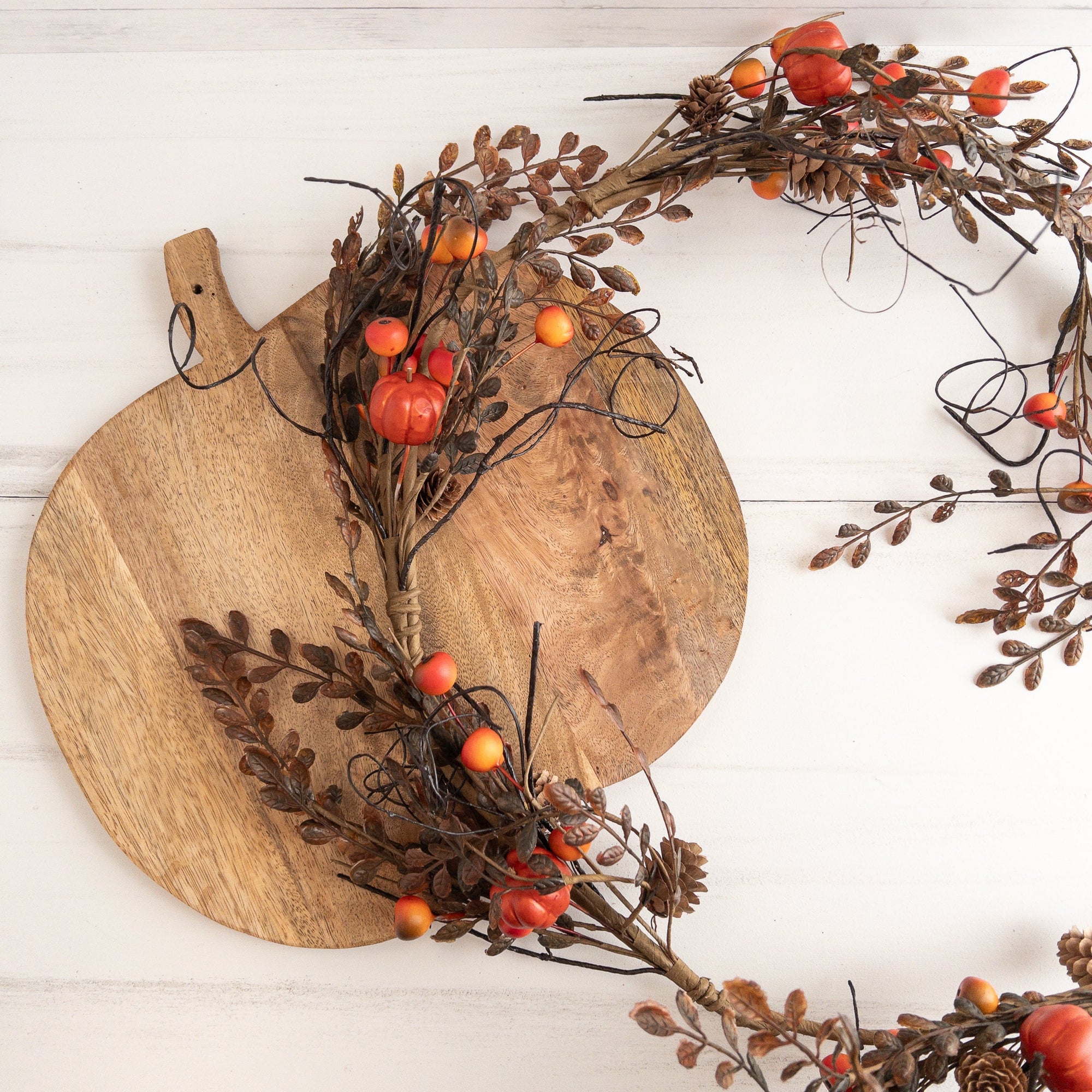Factory Direct Craft Rustic Burlap and Harvest Orange Pip Berry Garland for  Autumn and Fall Home Décor