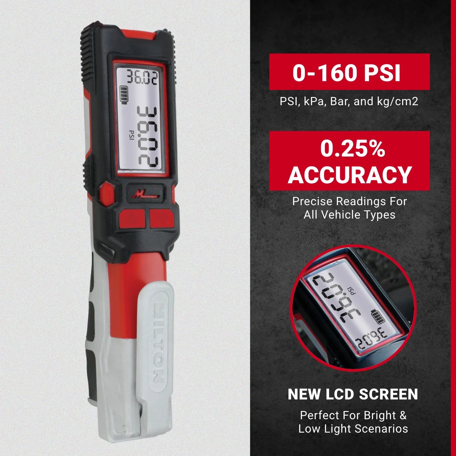 NEW & IMPROVED- Precision Digital Tire Inflator & Pressure Gauge (0-160 PSI), Extreme ± 0.25% Accuracy with EZ-LOCK™ Air Chuck s-581e - Image 3