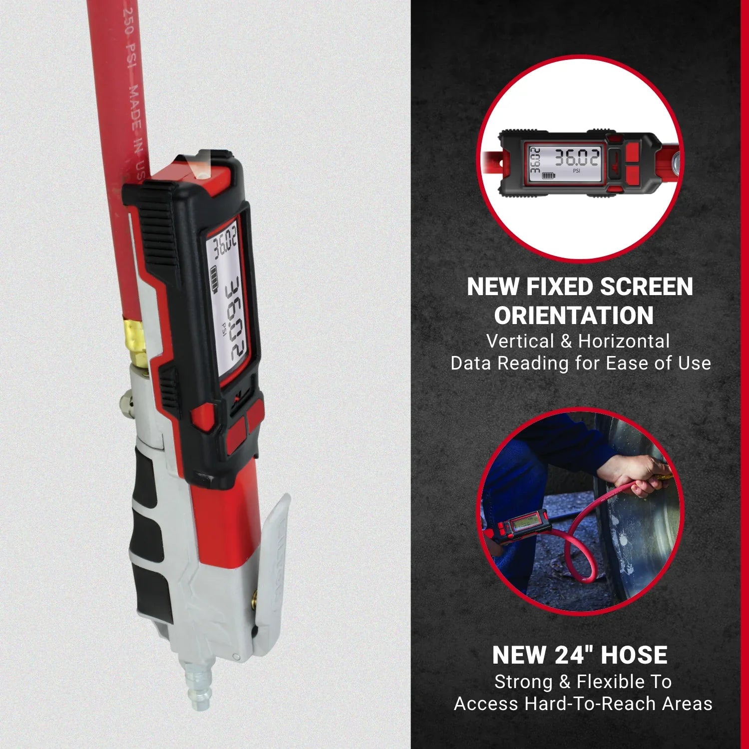 NEW & IMPROVED- Precision Digital Tire Inflator & Pressure Gauge (0-160 PSI), Extreme ± 0.25% Accuracy with EZ-LOCK™ Air Chuck s-581e - Image 4