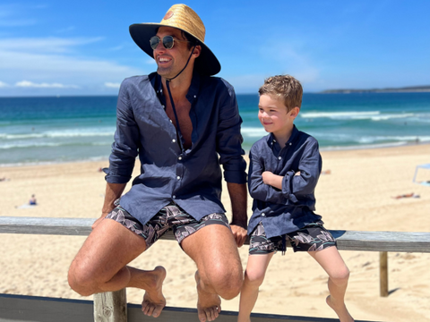 father and son matching board shorts
