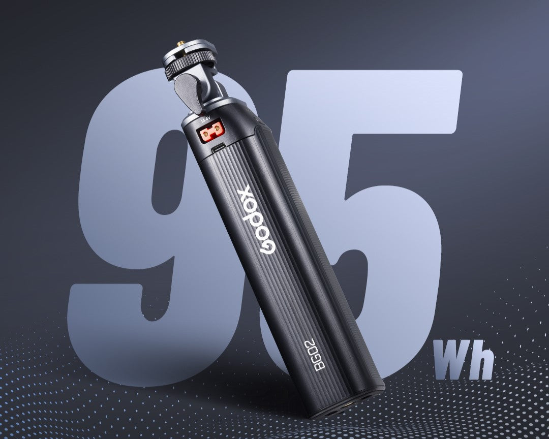 Godox BG02 Battery Grip with 95WH graphic visual.