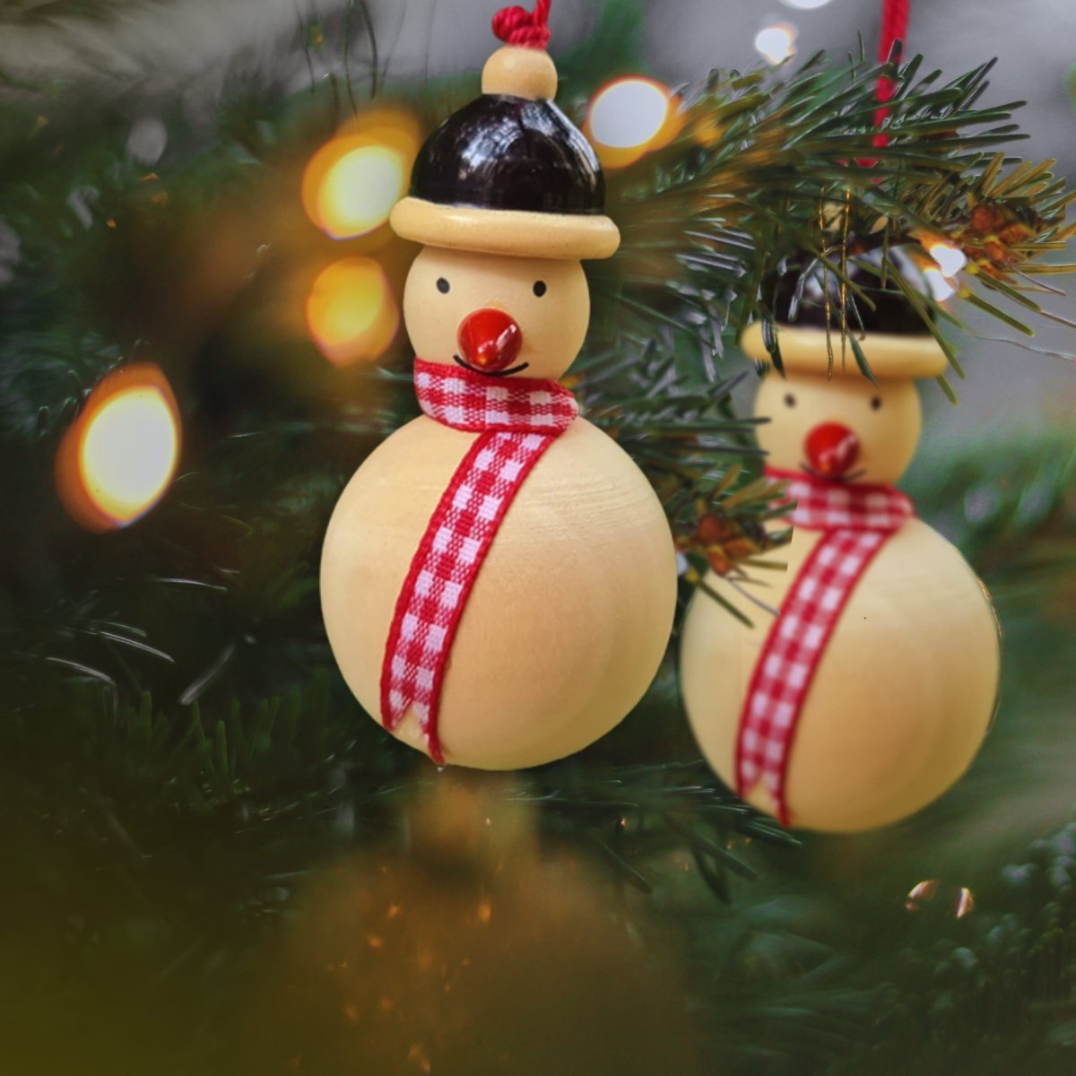 Wooden Christmas Tree Ornaments, Set of 2