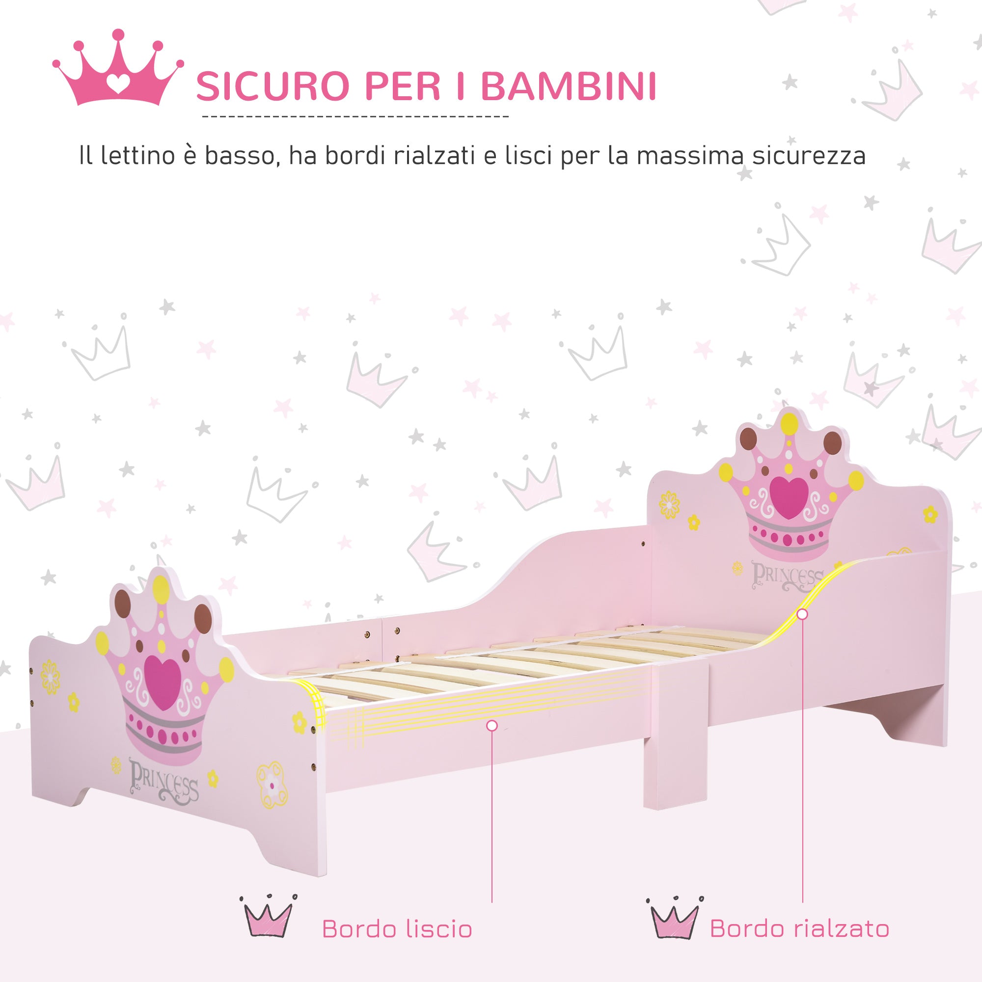 Struttura Letto Singolo per Bambini 143x73x60 cm in Legno di