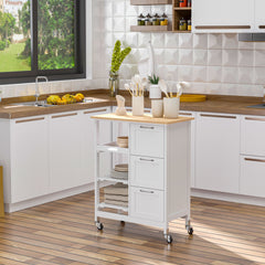 Mobiletto Carrello da Cucina 107,5x48x89 cm con Ruote in Legno MDF Bianco –  acquista su Giordano Shop