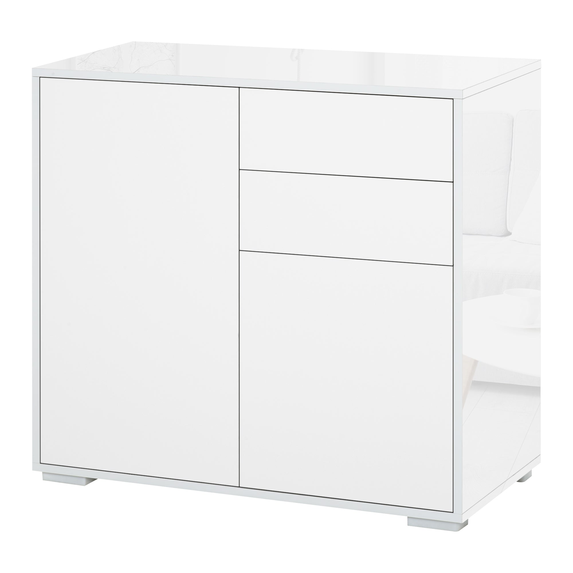 Mobile Multiuso 2 Cassetti 2 Ante 79x36x74 cm in Legno Bianco 7438648835419