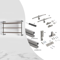 Emuca Kit Zero di supporti per mensole in legno e barra appendiabiti, Color  pietra, Alluminio e