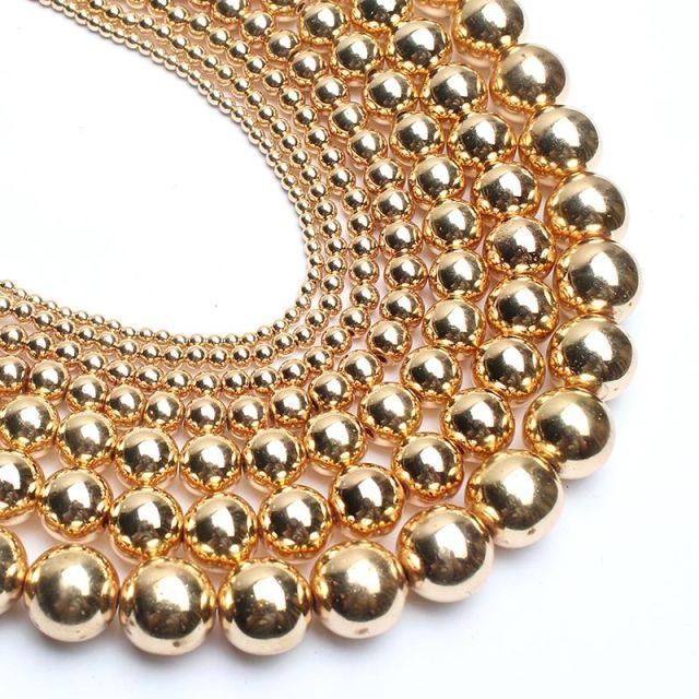 Perles Hématite naturelle or Rose noir argent plaqué perles rondes - Accessoires pour bijoux - Taio promos