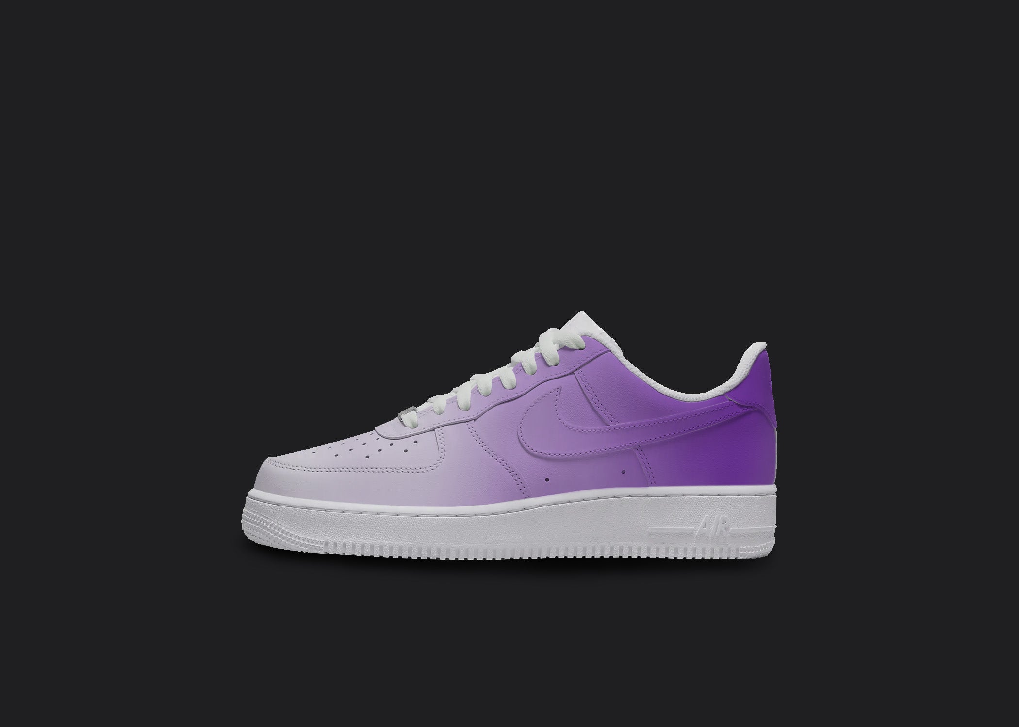 purple and white air force 1s