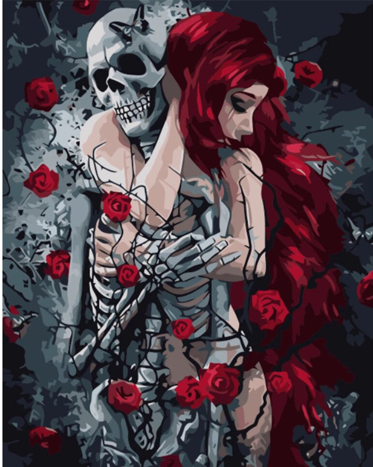 Roses Of Death Skull- Paint By Number
