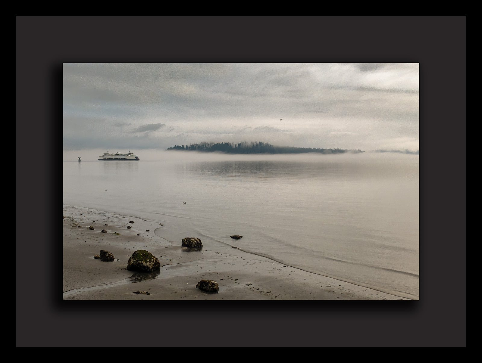 "From Vashon Island looking at Blake Island over the Salish Sea" - Framed