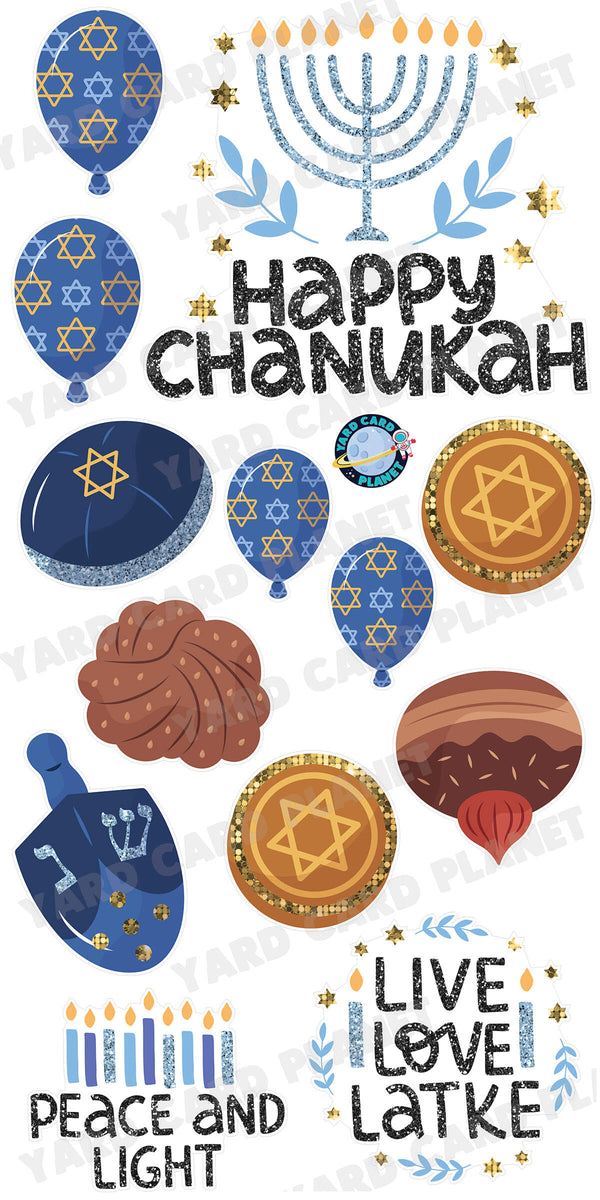 Happy Hanukkah Love and Light Signs and Yard Card Flair Set