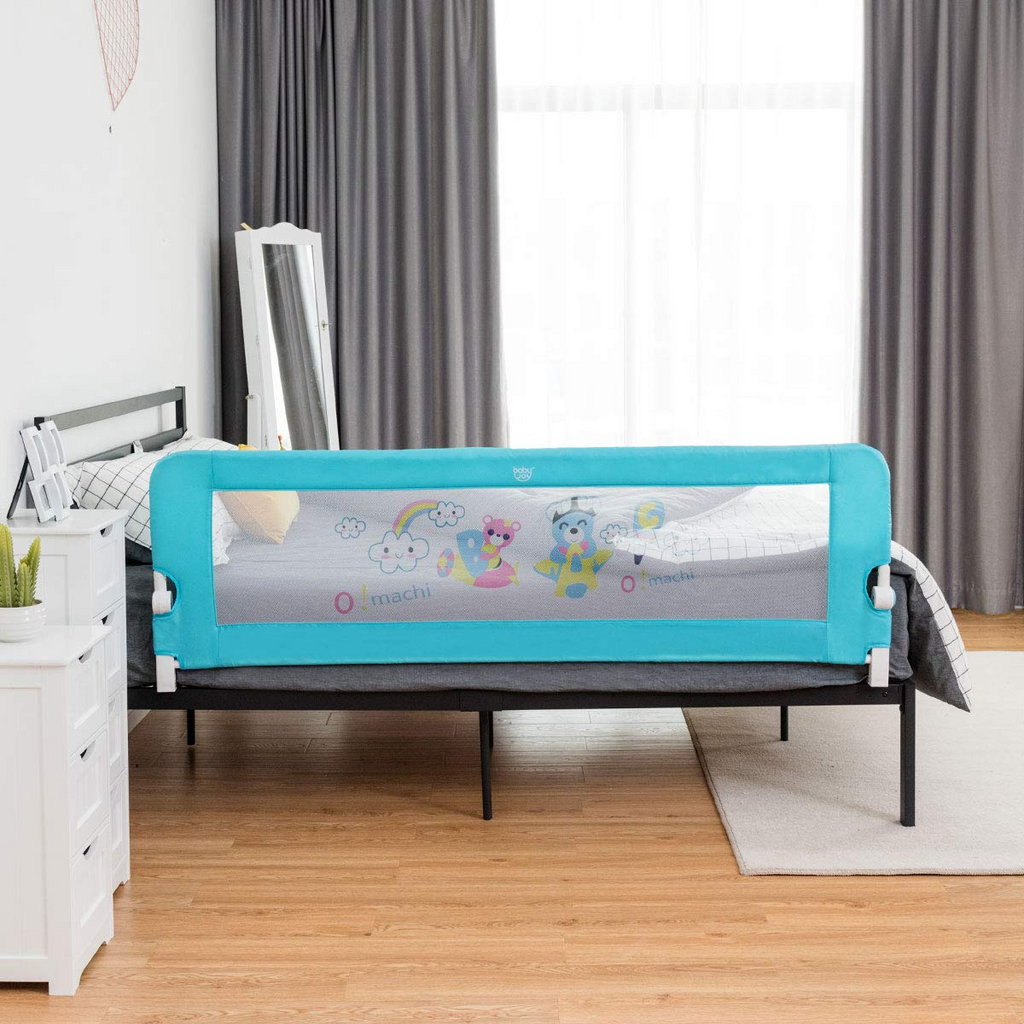48 inch Breathable Baby Swing Down Safety Bed Rail Guard-Gray | Costway