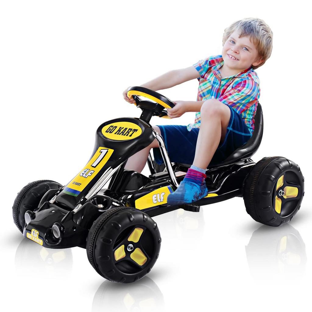 Costzon Kids Pedal Go Kart, 4 Wheel Pedal Powered Ride On Toys, Outdoor  Racer Pedal Car with Adjustable Seat, Handbrake & Non-Slip Wheels, Pedal on