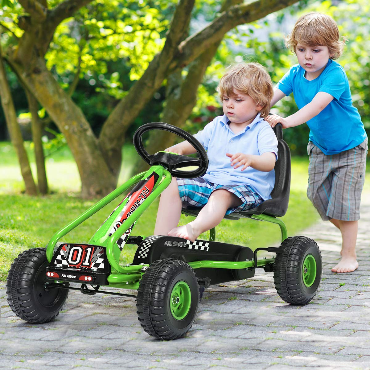 Costzon Kids Pedal Go Kart, 4 Wheel Pedal Powered Ride On Toys, Outdoo –  costzon