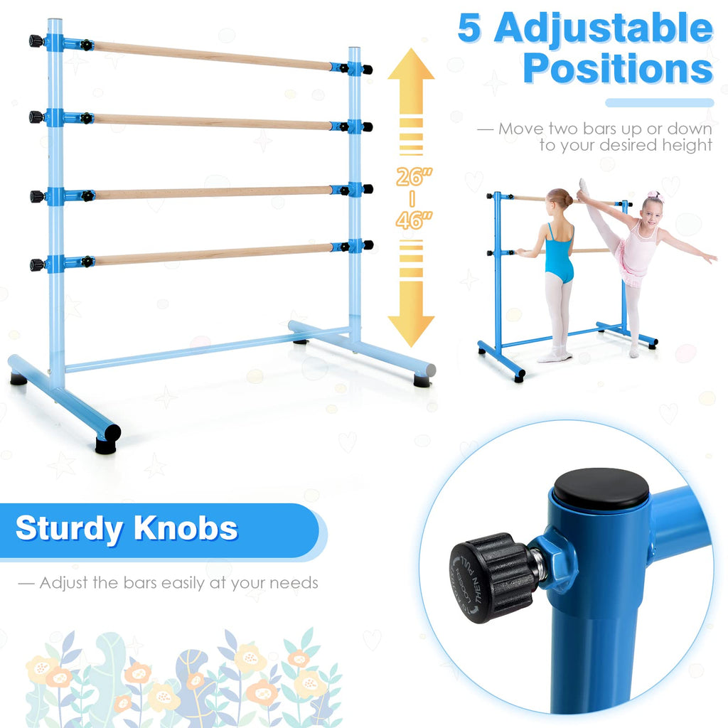 Ballet Barre Portable - Premium 4 ft Double Wooden Ballet Bar and  Reinforced Anti Slip System with height ajustable Fintness, Dancing  Strectching Bar