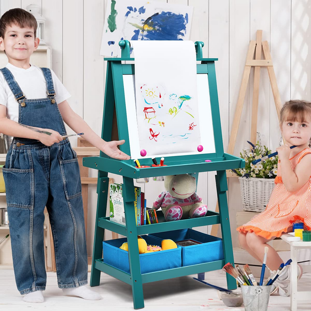 Costzon 3 in 1 Kids Art Easel, Double-Sided Magnetic Dry Erase Board –  costzon