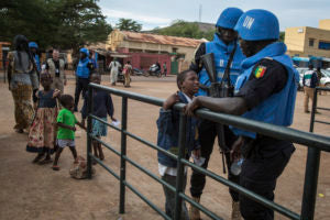 Senegalese peacekeepers in Mali with youth