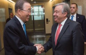 Secretary-general Ban kimoon (left) meets with António guterres,Secretarygeneral- designate 13 October 2016 , United Nations, New York UN Photo/Eskinder Debebe