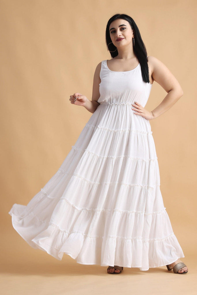 Buy Pink Cotton And Georgette Cow Frill Maxi Dress For Girls by Tiny Pants  Online at Aza Fashions.