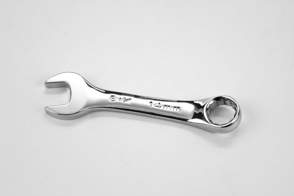 14 mm 12 Point Metric Short Combination Chrome Wrench