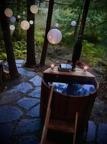 Paving Stones underneath Wood-Fired Hot Tub