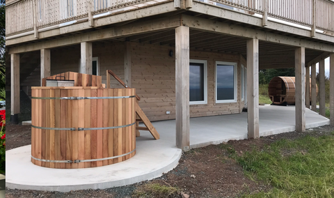 concrete foundation for cedar hot tub or barrel sauna