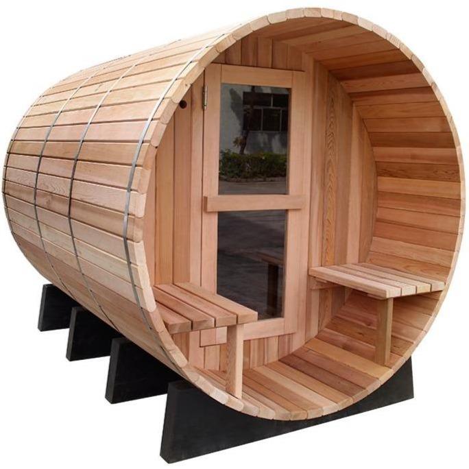 Scenic View Cedar Barrel Sauna with Porch - 6 Person – Cedar Spring  Recreation
