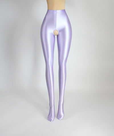 Satin Silk Shiny Lycra GLOSSY OPAQUE Open Crotch Unisex Shiny Wet Look  Tights Sexy Yoga Pants Leggings -  Denmark