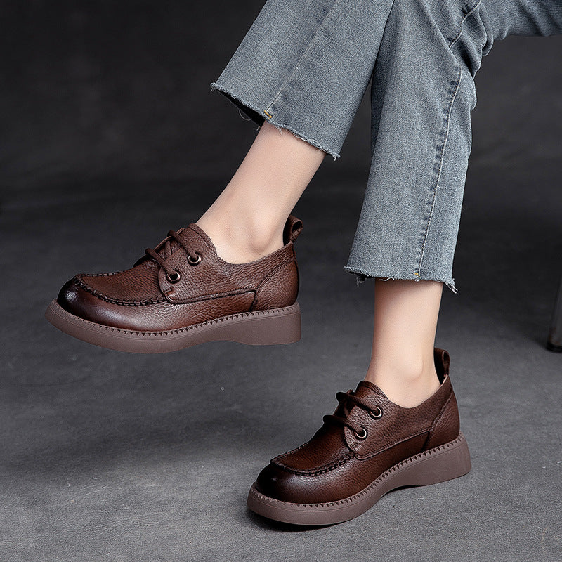 Women Retro Flat Leather Casual Shoes