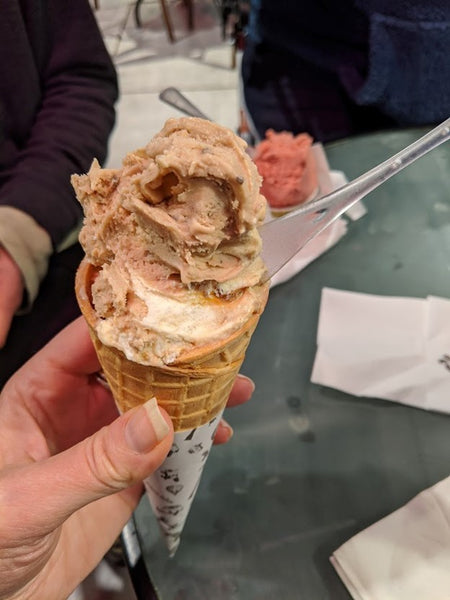 Gelato in a waffle cone in Jerusalem