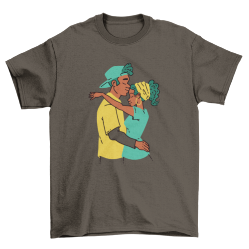 African american love couple hugging t-shirt