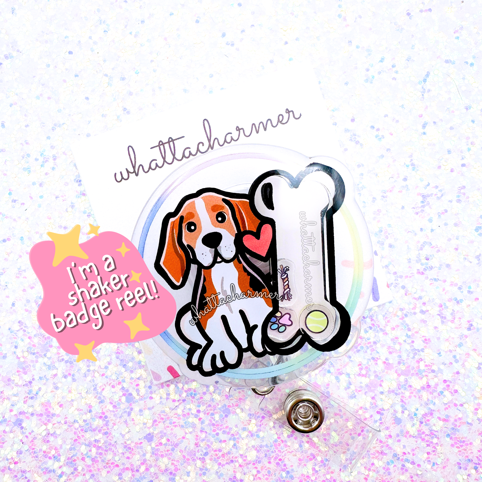 Red Beagle Shaker Badge Reel