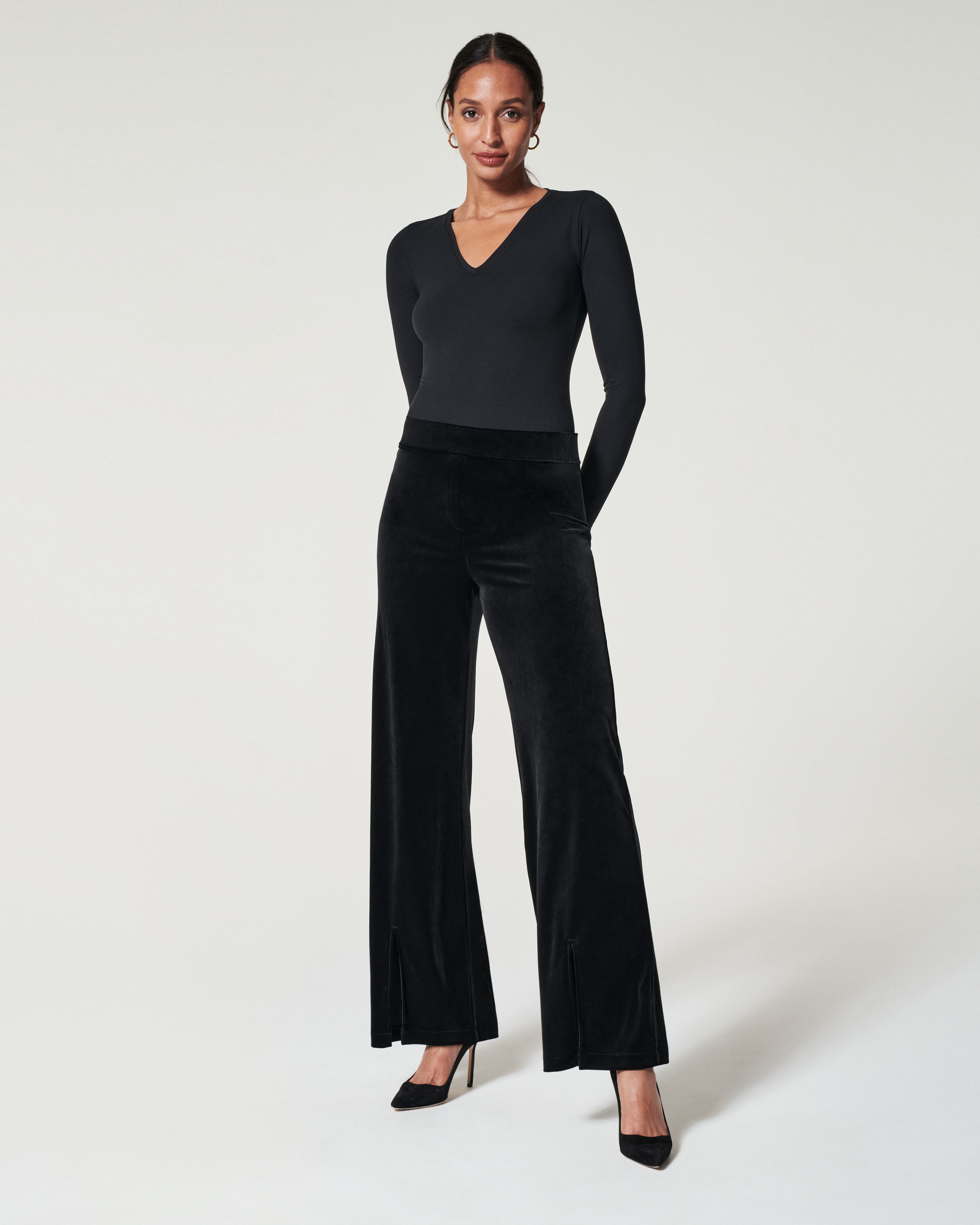 Image of Velvet Front Slit Pant