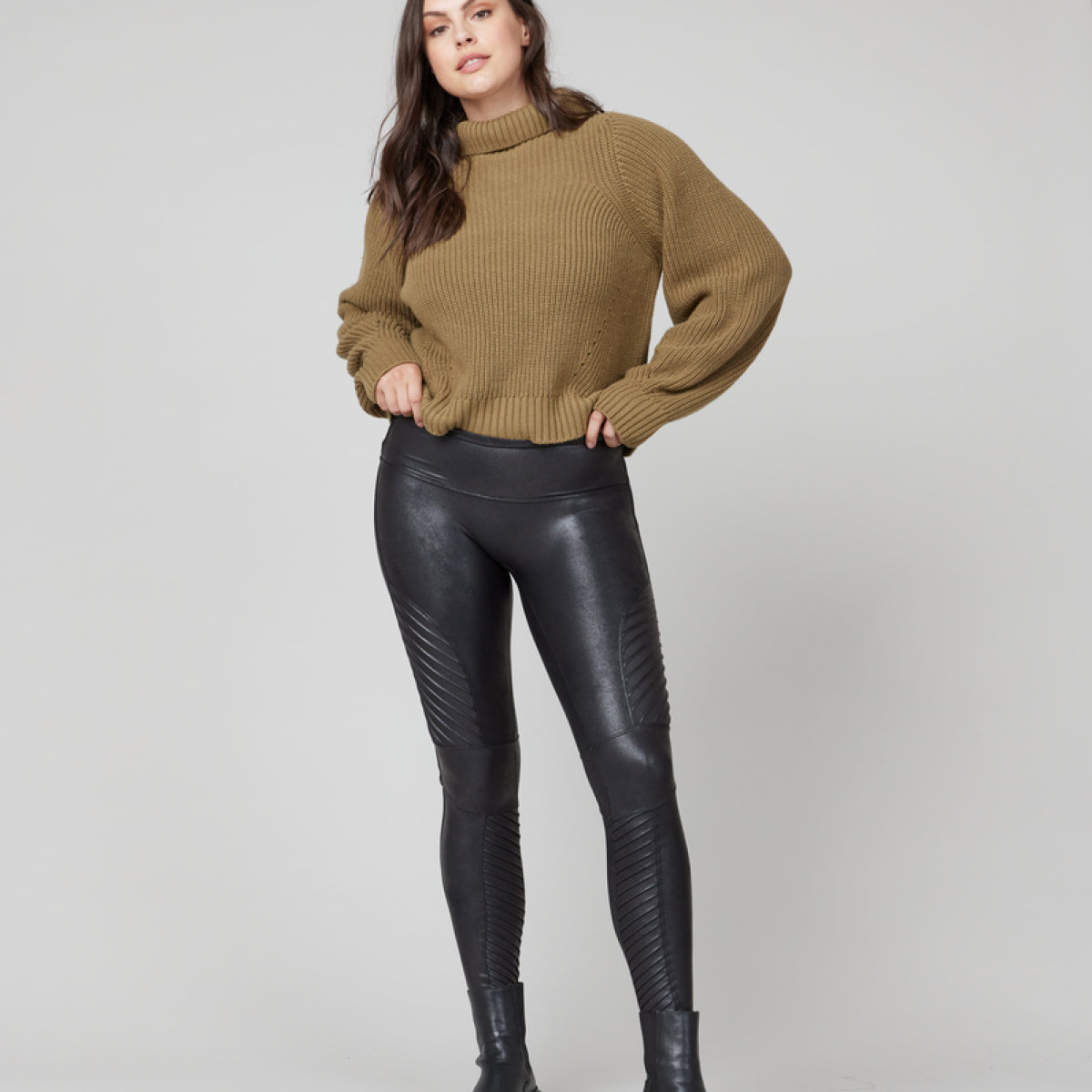 Spanx Black Faux Leather Leggings- Size XS (Inseam 28”)