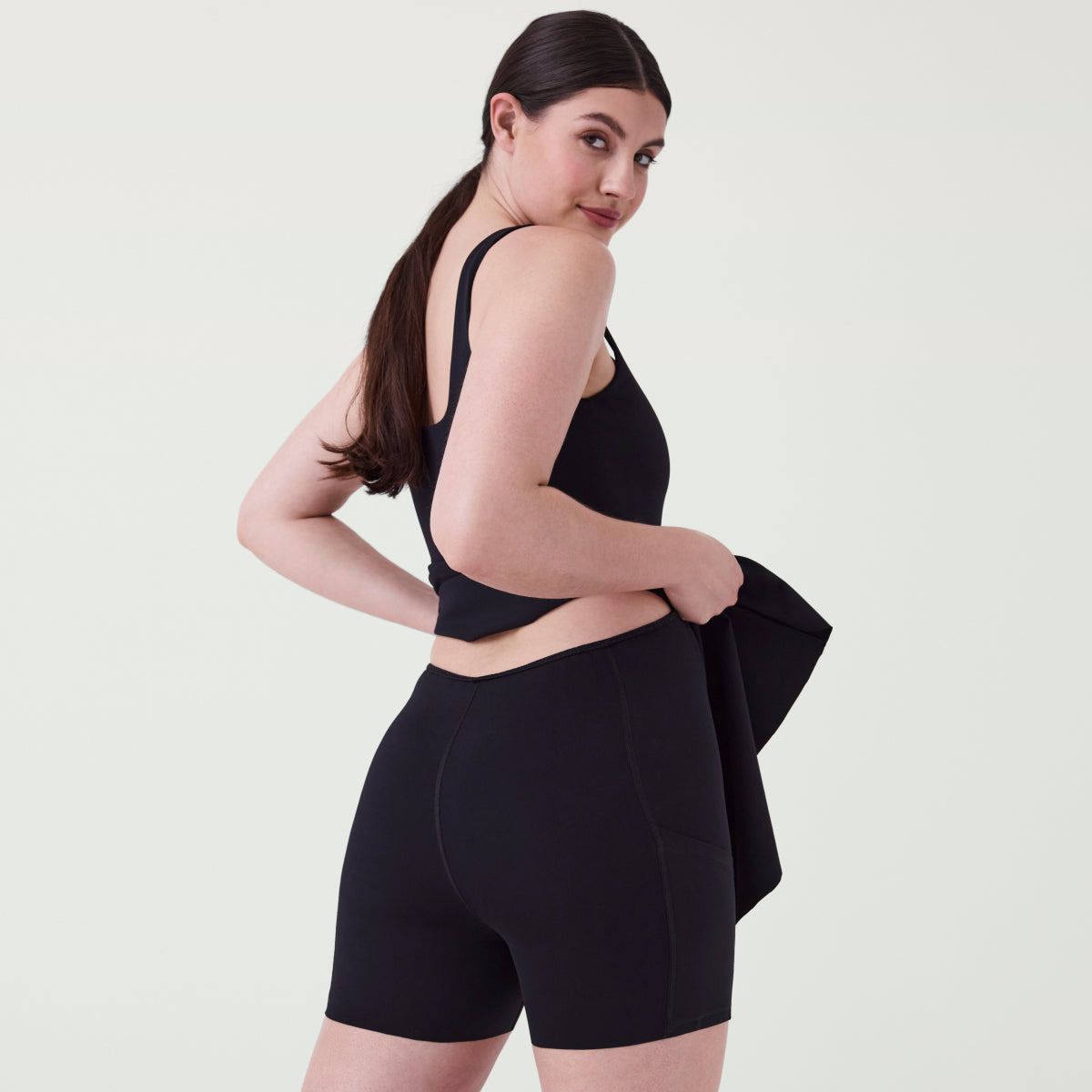 The Get Moving Zip Front Easy Access Dress Very Black - SPANX – Jackie Z  Style Co.