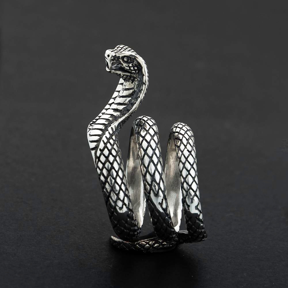 Sterling Silver Cobra Snake Ring – Biker Jeweler