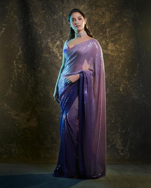 purple georgette saree