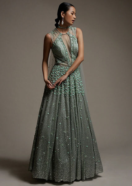 mint green gown