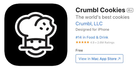 The Crumbl Cookies app in the Apple App Store has a 4.9-star rating after 2.6 million reviews