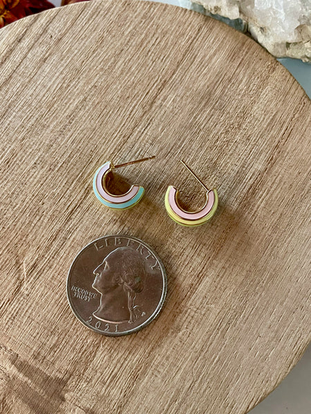 small enamel half hoop earrings