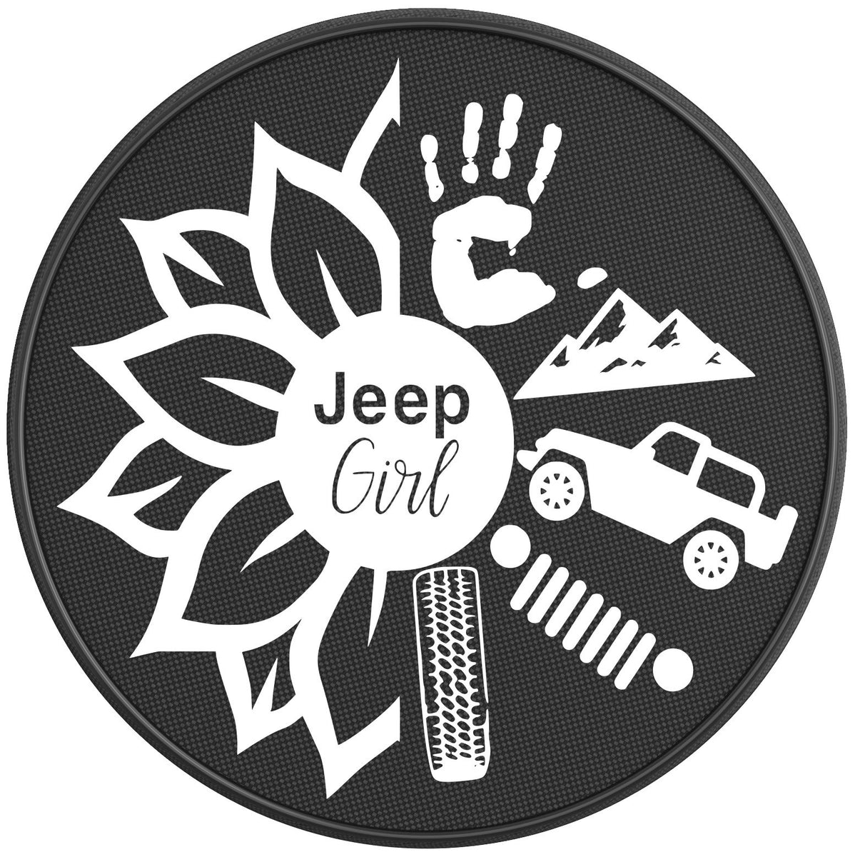 Sunflower Jeep Girl | Four Wheel Covers