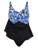 Septangle Women's One Piece Shaping Body Floral Swimwear Plus Size Bathing Suit,Blue,US 18W