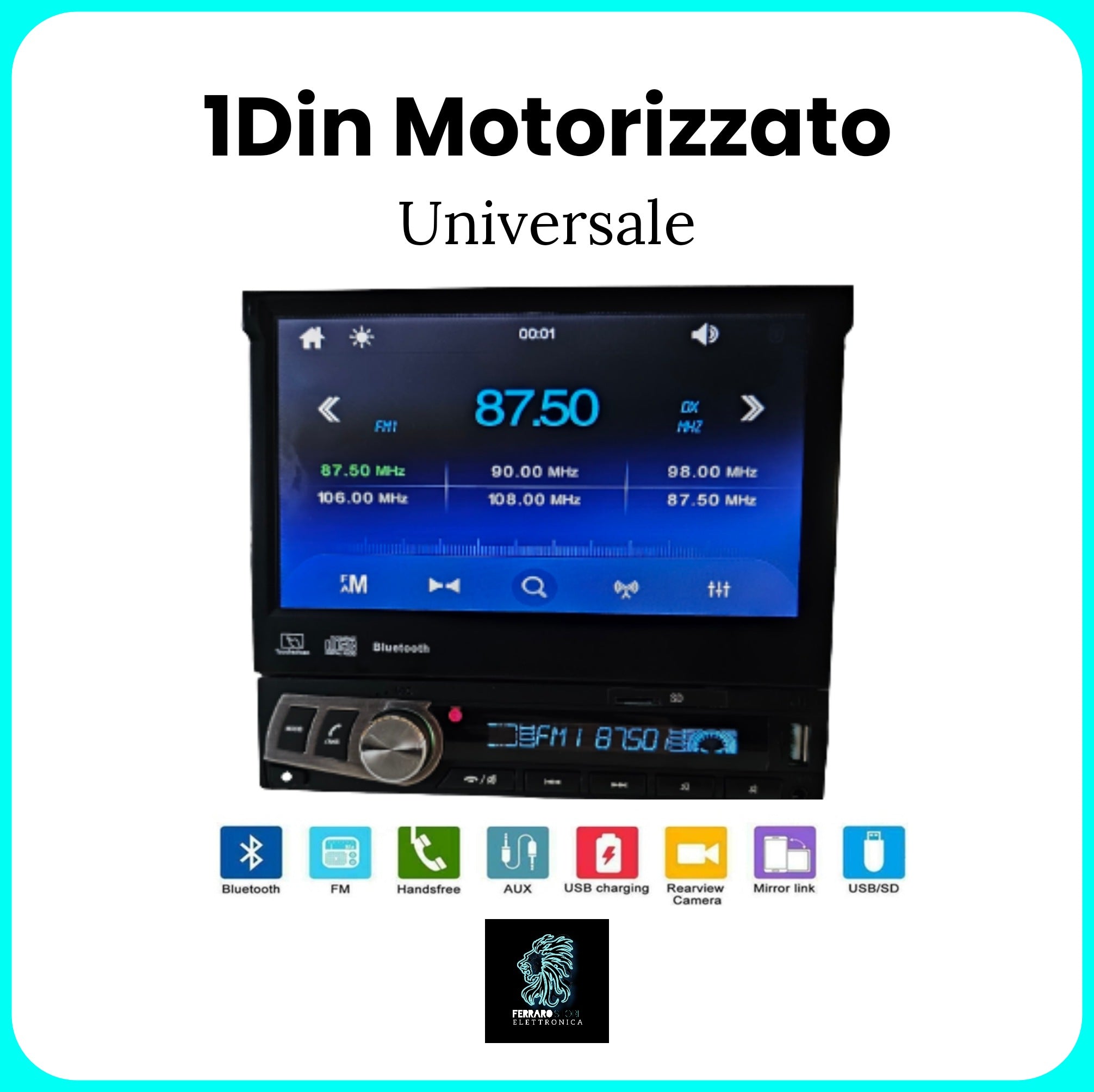 Autoradio per FIAT Panda 2a - 1Din, Schermo 7Pollici Motorizzato, Blu –  Ferraro Store