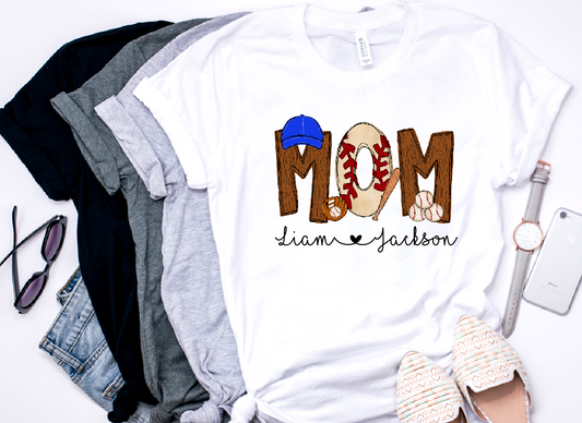 Personalized Baseball Mom Kid's Name T-Shirt