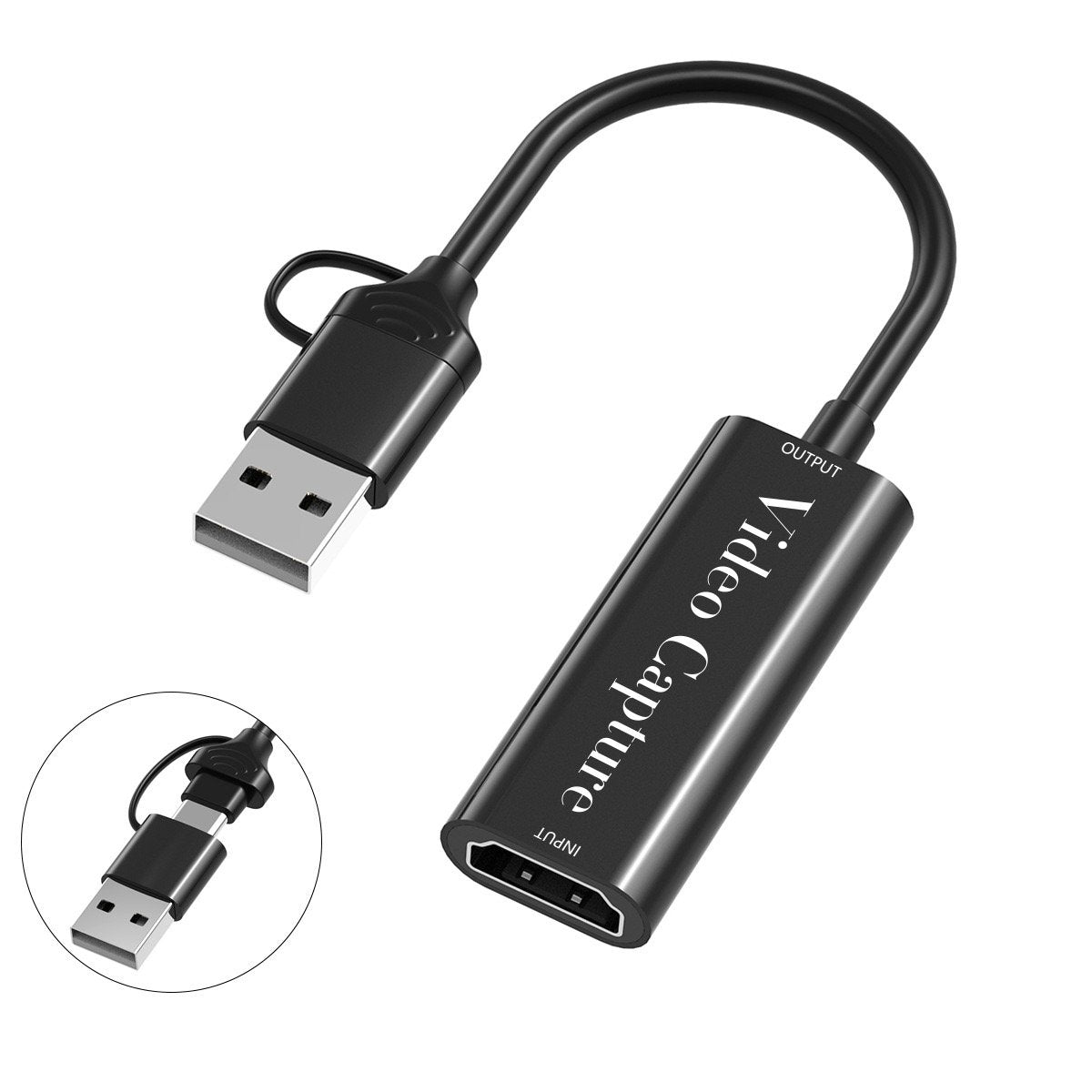 HDMI-USB-sovitin videotallennukseen 4K 30Hz USB-A ja USB-C