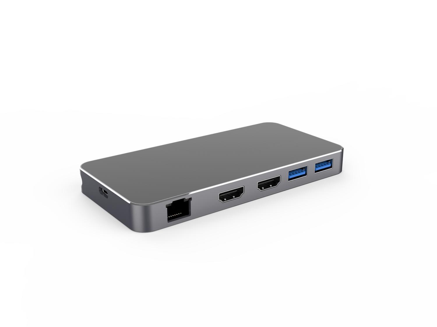 NÖRDIC 1–7 USB-C-telakointiasema kahdelle näytölle 2xHDMI 8K30Hz 4K120Hz PD3.0 100W 2xUSB-A 1xUSB-C 1xRJ45 Giga Macbook M1 & M2