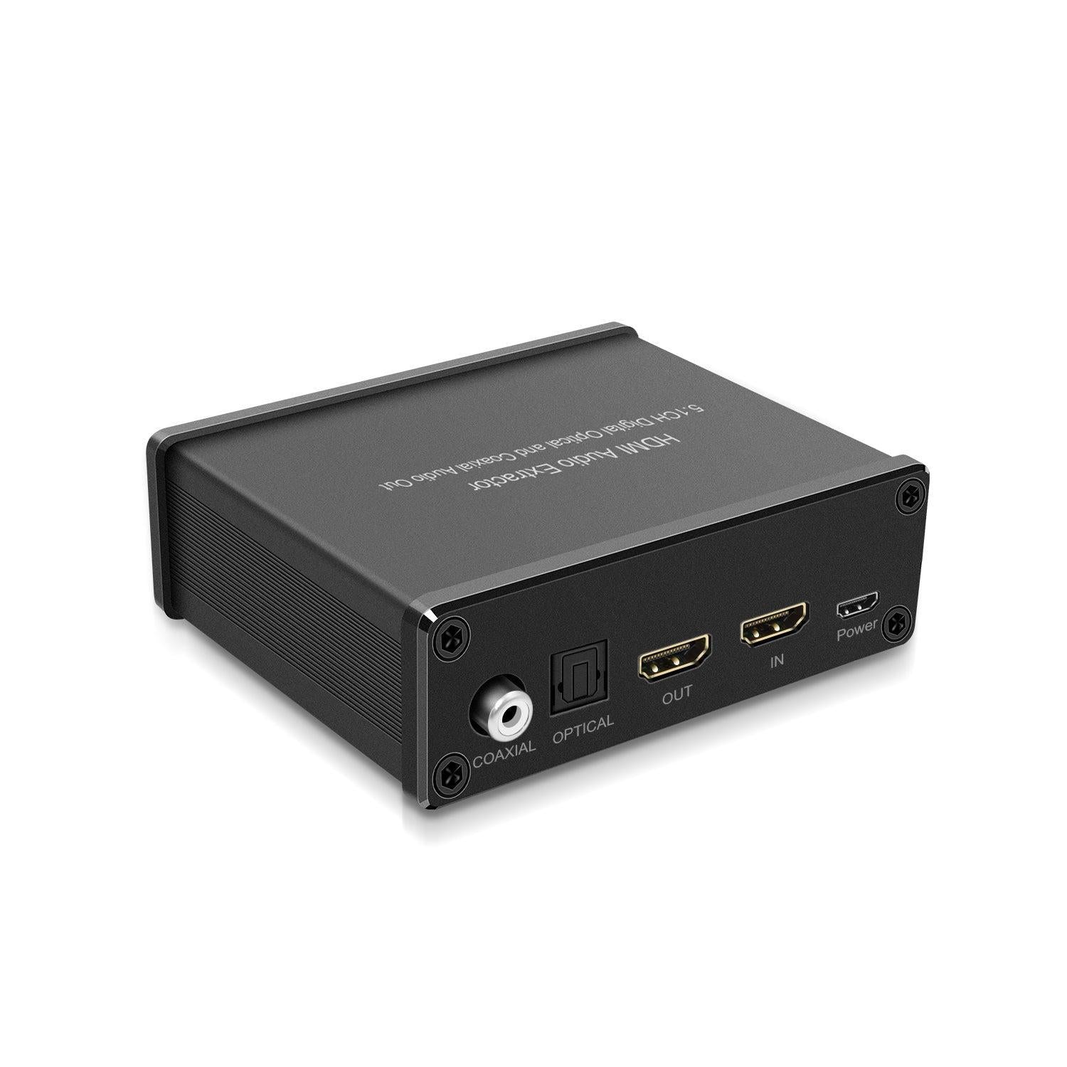 NÖRDIC HDMI äänenerotin 5.1 1x HDMI-tulo 1x HDMI 2.0 4K 60 Hz digitaalinen (Toslink) ja koaksiaaliäänilähtö. Xbox One PS3/PS4 Apple TV